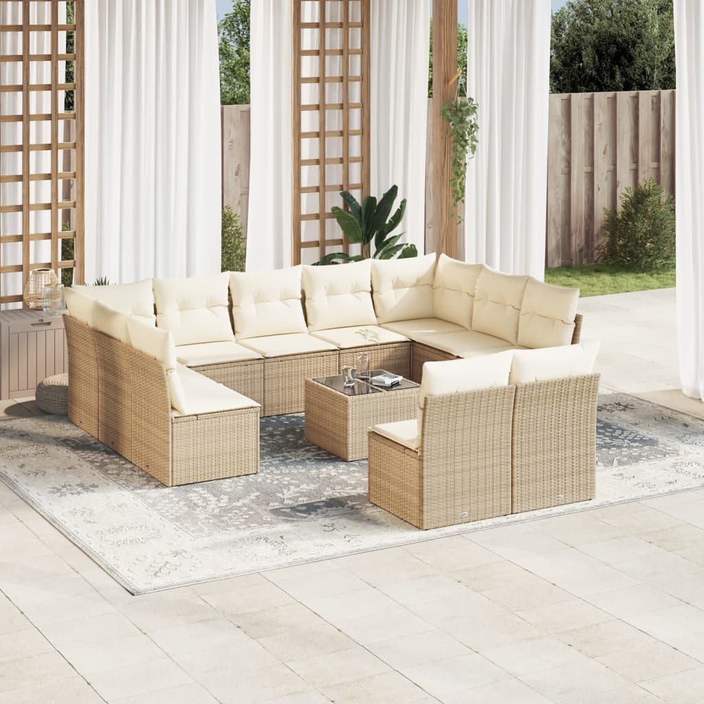 Set De Sofás De Jardín 12 Pzas Y Cojines Ratán Sintético Gris