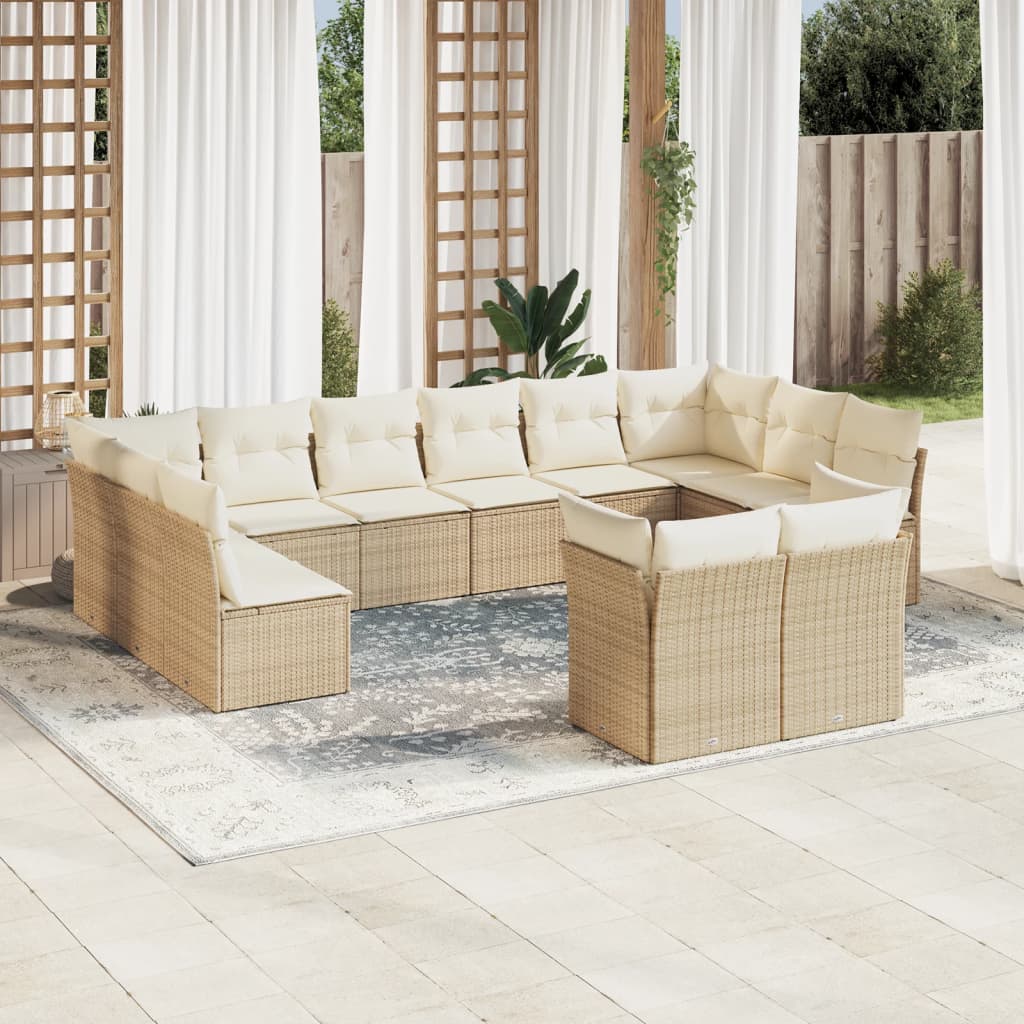 Set De Sofás De Jardín 12 Pzas Y Cojines Ratán Sintético Gris