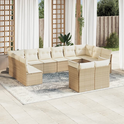 Set De Sofás De Jardín 12 Pzas Y Cojines Ratán Sintético Gris