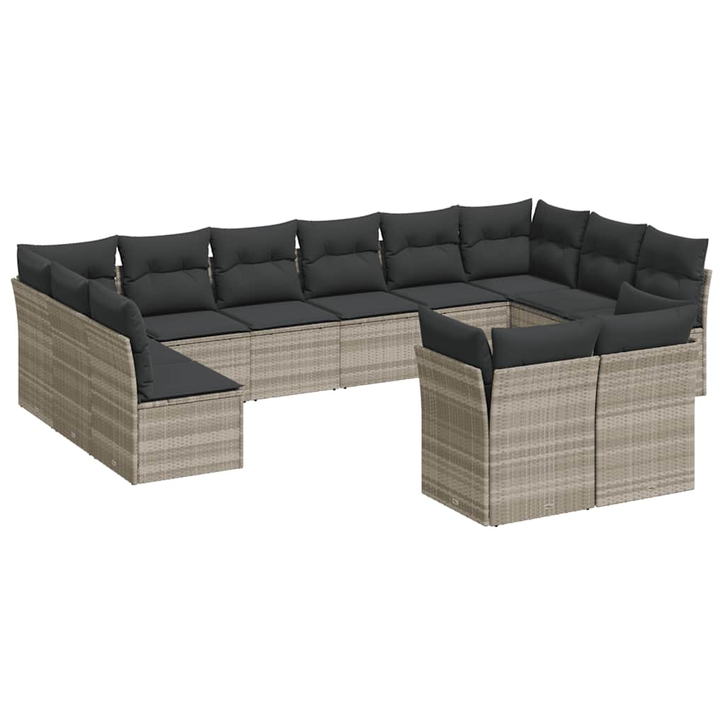 Set De Sofás De Jardín 12 Pzas Y Cojines Ratán Sintético Gris