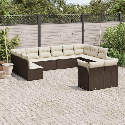 Set De Sofás De Jardín 12 Pzas Y Cojines Ratán Sintético Gris