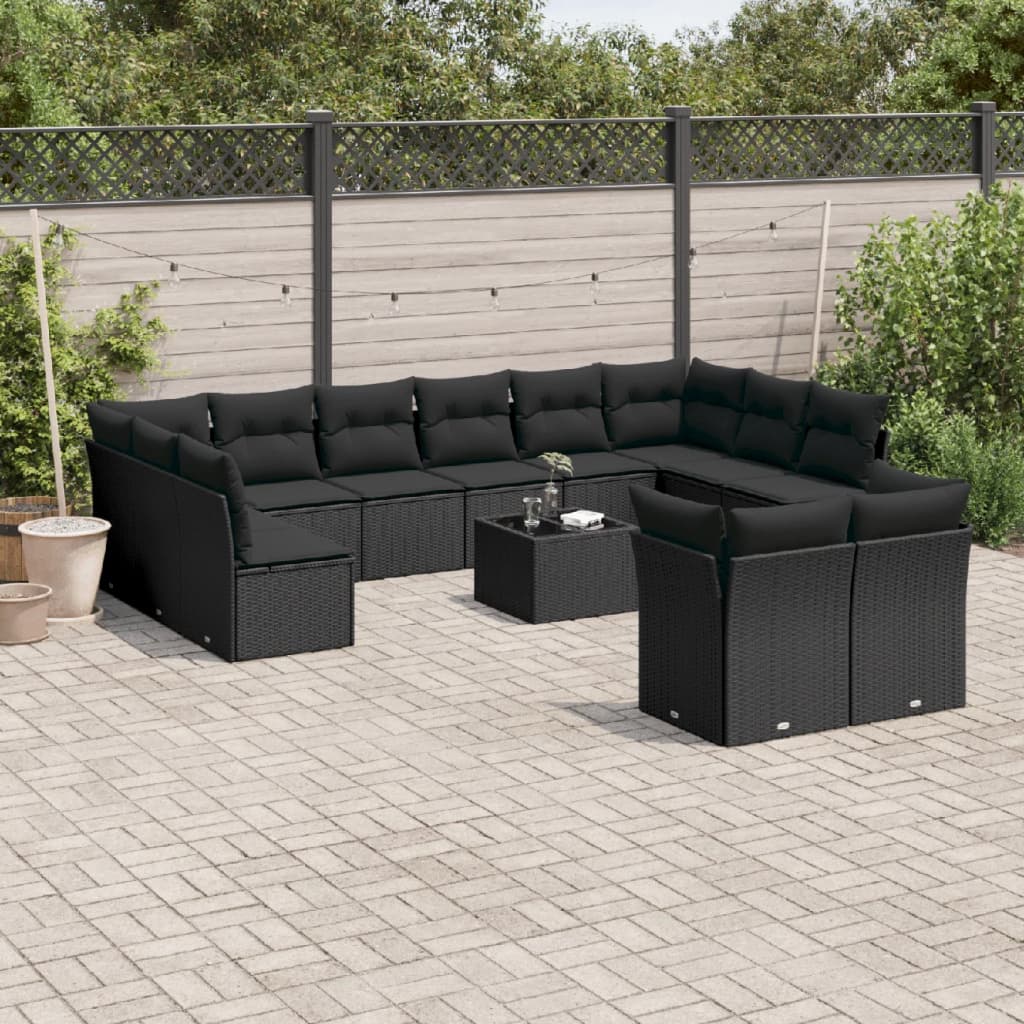 Set De Sofás De Jardín 12 Pzas Y Cojines Ratán Sintético Gris