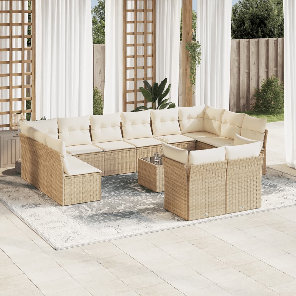 Set De Sofás De Jardín 12 Pzas Y Cojines Ratán Sintético Gris