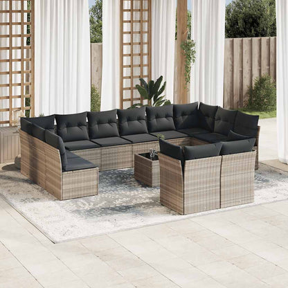 Set De Sofás De Jardín 12 Pzas Y Cojines Ratán Sintético Gris