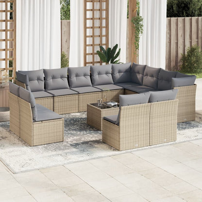 Set De Sofás De Jardín 12 Piezas Cojines Ratán Sintético Negro