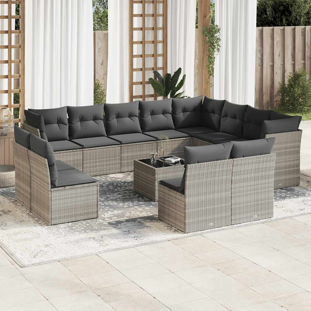 Set De Sofás De Jardín 12 Piezas Cojines Ratán Sintético Negro
