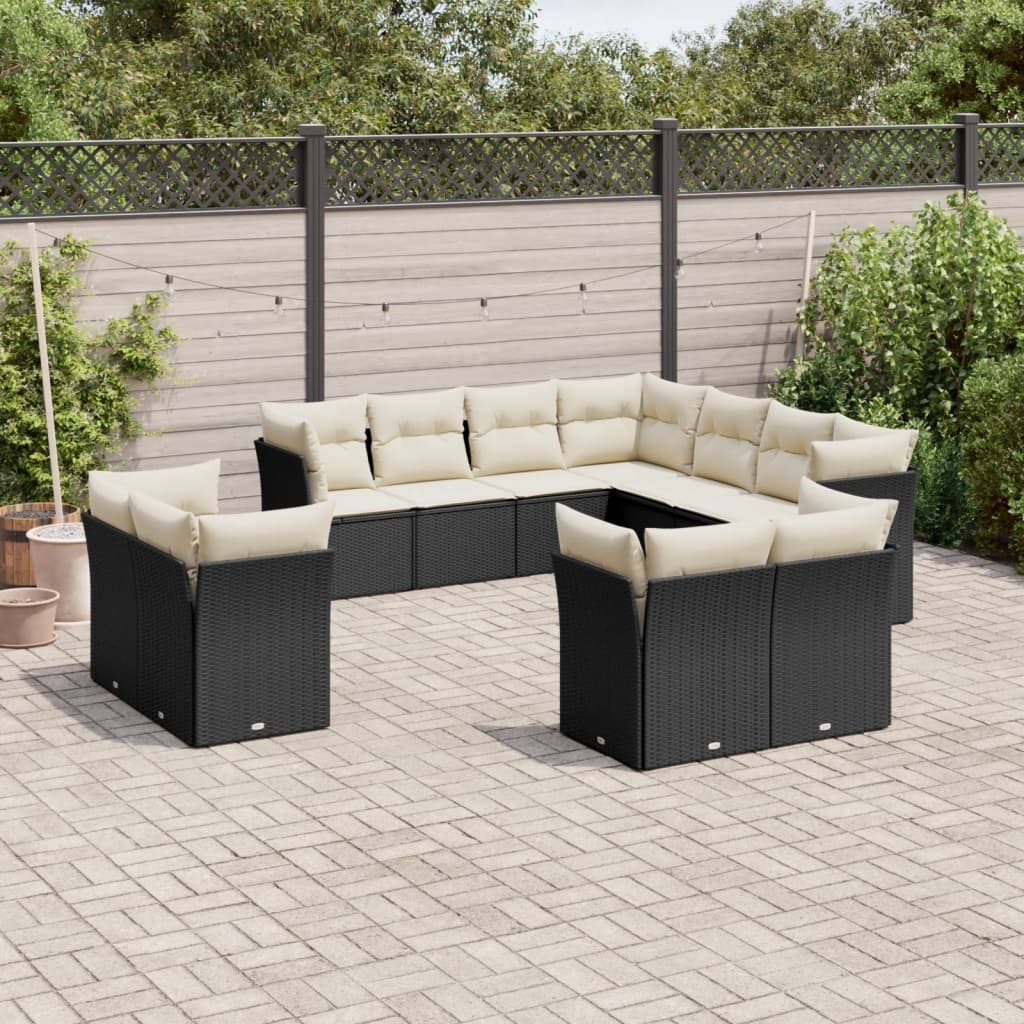 Set De Sofás De Jardín 11 Pzas Y Cojines Ratán Sintético Gris
