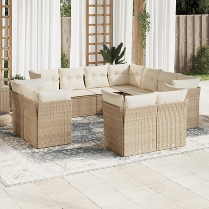 Set De Sofás De Jardín 11 Pzas Y Cojines Ratán Sintético Gris