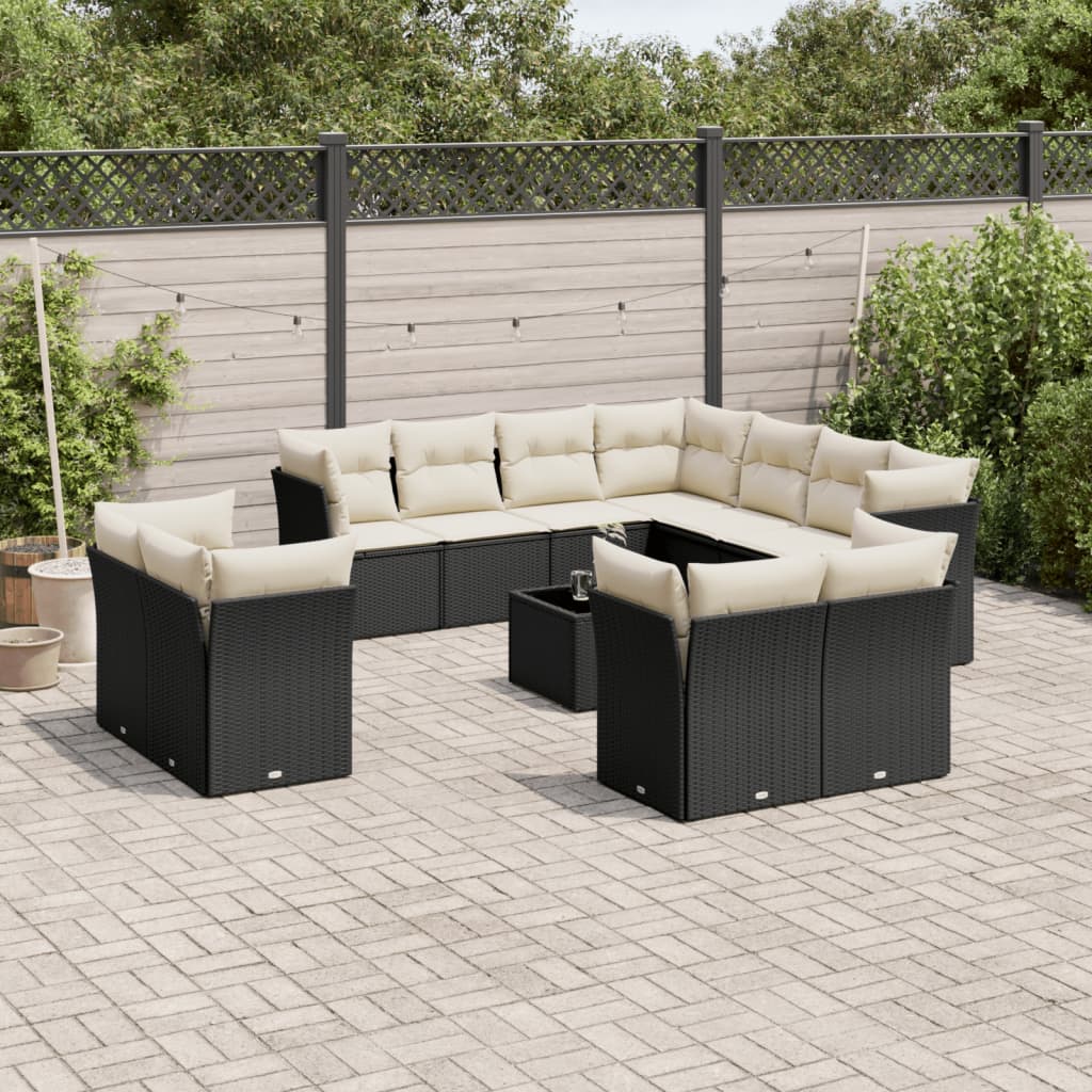 Set De Sofás De Jardín 11 Pzas Y Cojines Ratán Sintético Gris