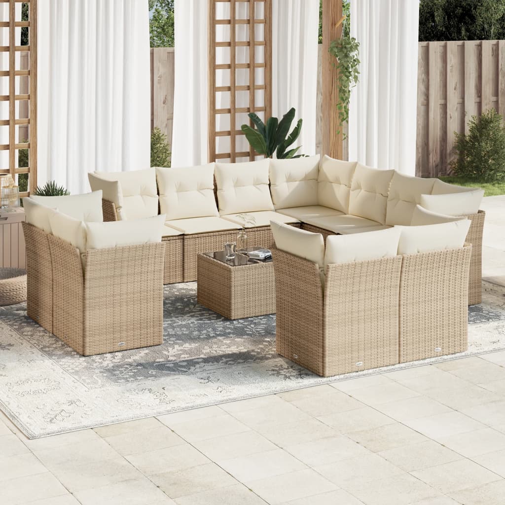 Set De Sofás De Jardín 11 Pzas Y Cojines Ratán Sintético Gris