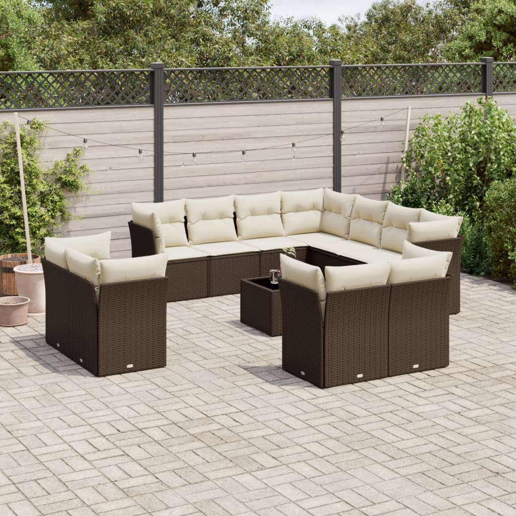 Set De Sofás De Jardín 11 Pzas Y Cojines Ratán Sintético Gris