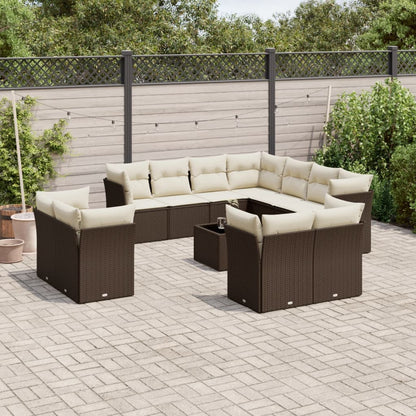 Set De Sofás De Jardín 11 Pzas Y Cojines Ratán Sintético Gris