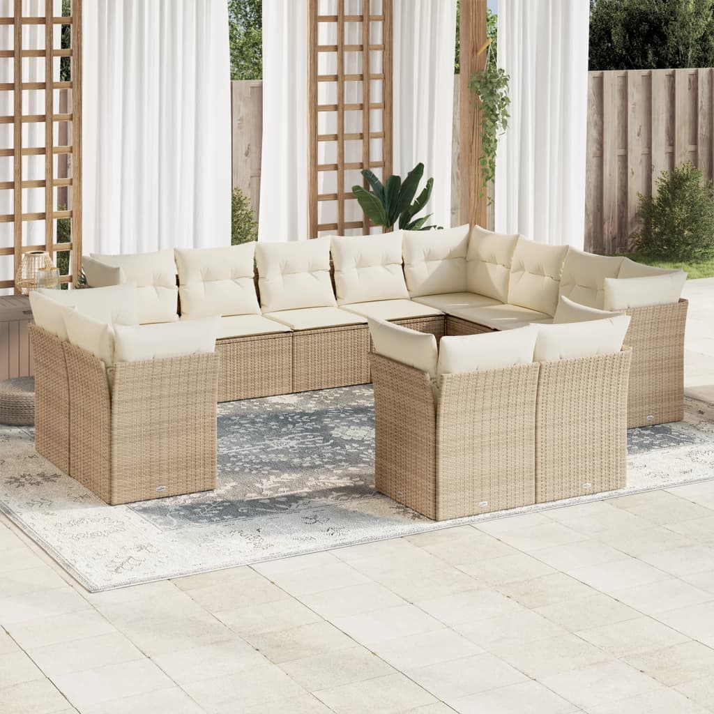 Set Sofás De Jardín Con Cojines 13 Piezas Ratán Sintético Gris