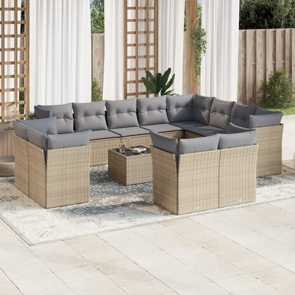 Set Sofás De Jardín Con Cojines 13 Piezas Ratán Sintético Gris