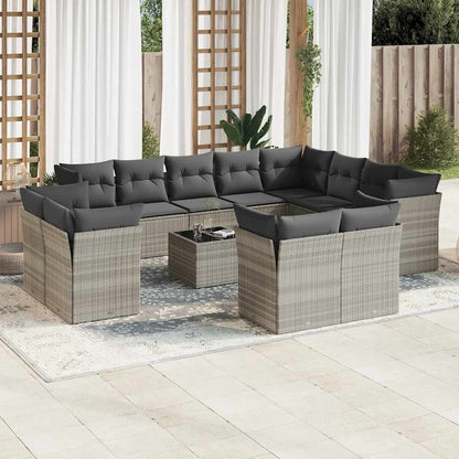 Set Sofás De Jardín Con Cojines 13 Piezas Ratán Sintético Gris