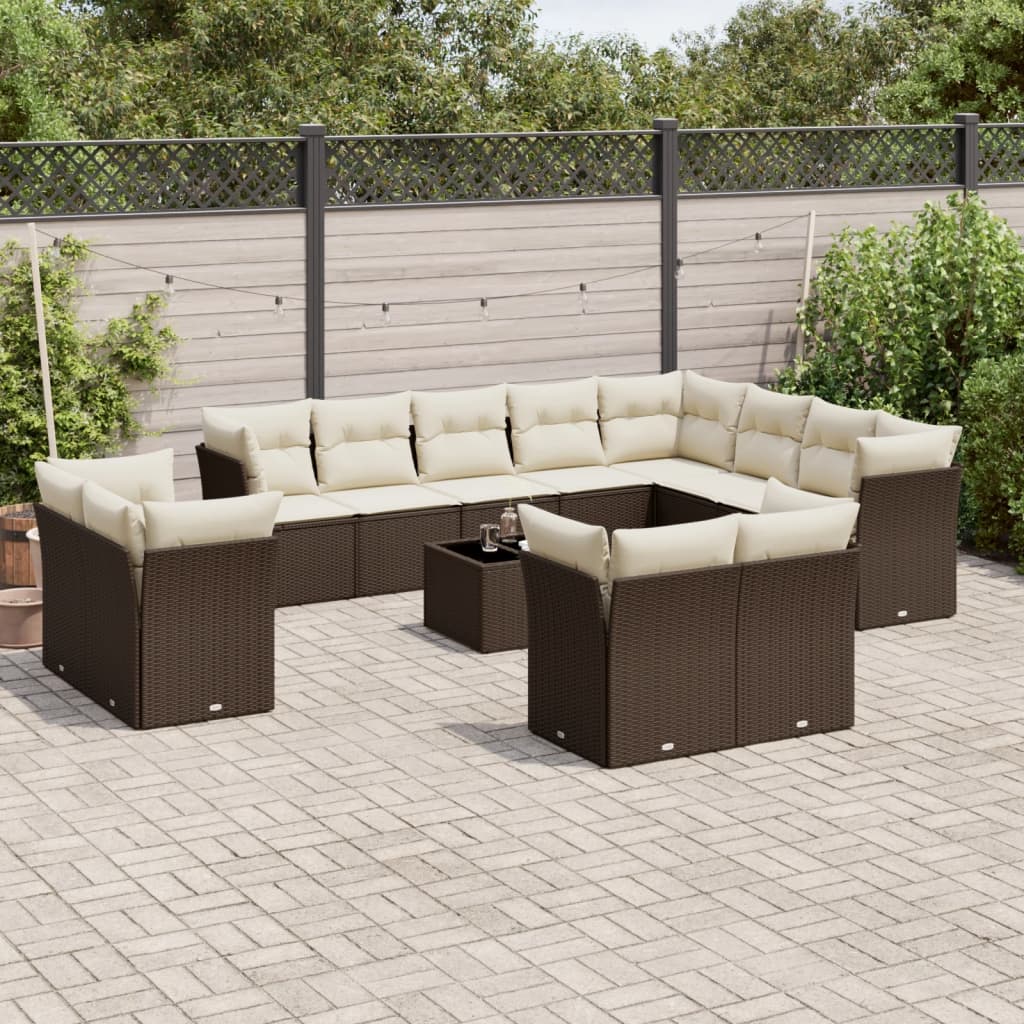 Set Sofás De Jardín Con Cojines 13 Piezas Ratán Sintético Gris