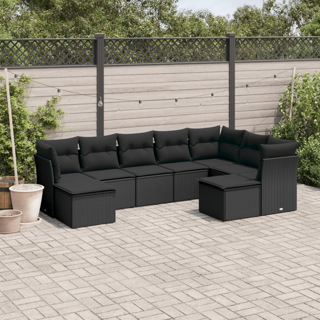 Set Sofás Jardín 10 Pzas Con Cojines Ratán Sintético