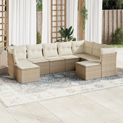 Set Sofás Jardín 10 Pzas Con Cojines Ratán Sintético