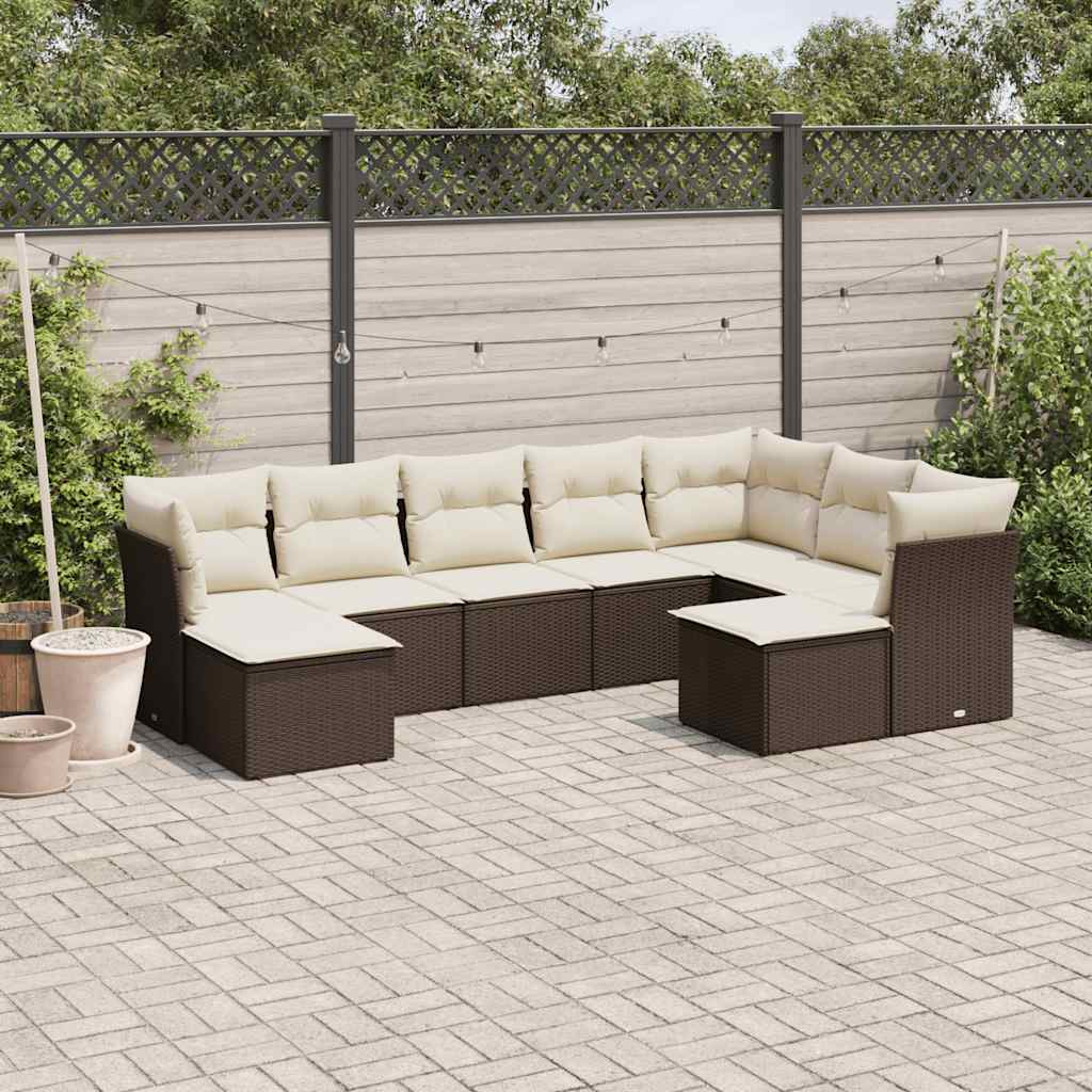 Set Sofás Jardín 10 Pzas Con Cojines Ratán Sintético