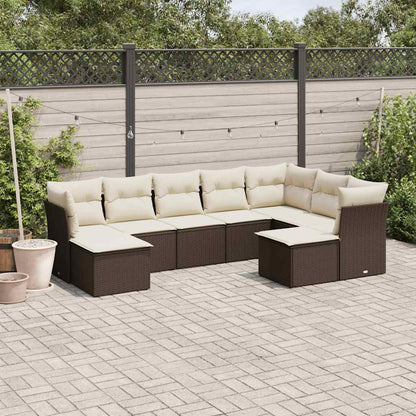Set Sofás Jardín 10 Pzas Con Cojines Ratán Sintético