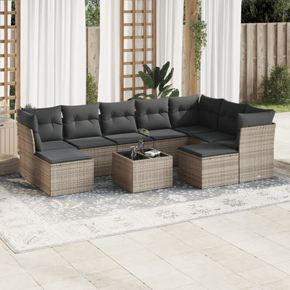 Set Sofás Jardín 10 Pzas Con Cojines Ratán Sintético