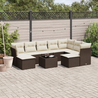 Set Sofás Jardín 10 Pzas Con Cojines Ratán Sintético