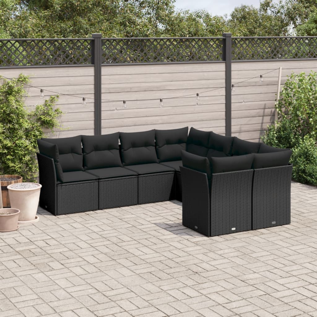 Set De Sofás De Jardín 8 Pzas Y Cojines Ratán Sintético Gris