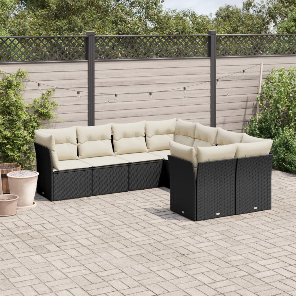 Set De Sofás De Jardín 8 Pzas Y Cojines Ratán Sintético Gris