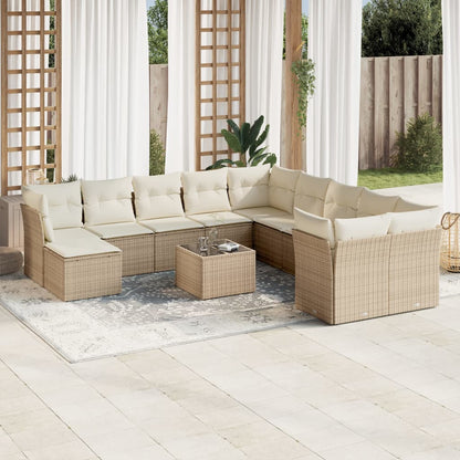 Set De Sofás De Jardín Y Cojines 12 Pzas Ratán Sintético Marrón