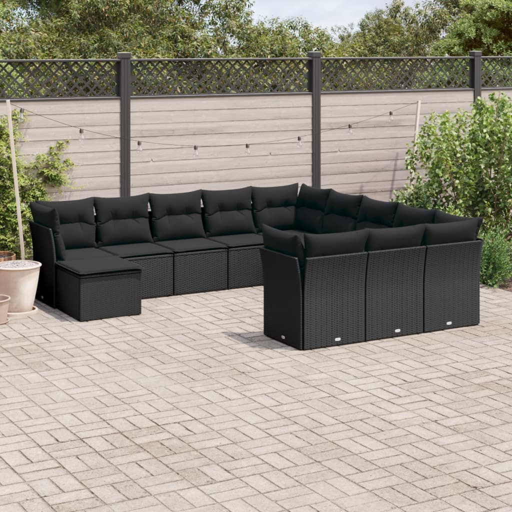 Set Sofás De Jardín Con Cojines 13 Piezas Ratán Sintético Gris