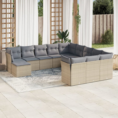 Set Sofás De Jardín Con Cojines 13 Piezas Ratán Sintético Gris