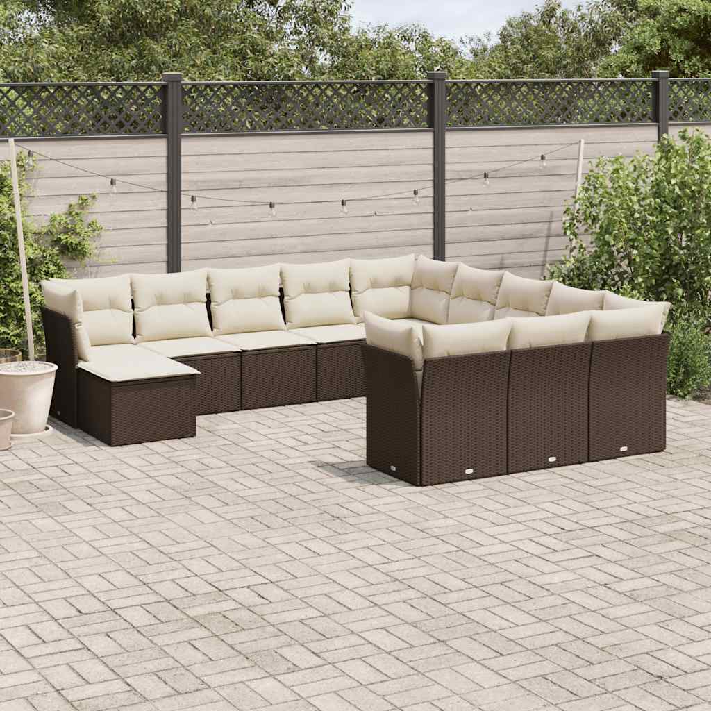 Set Sofás De Jardín Con Cojines 13 Piezas Ratán Sintético Gris