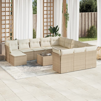 Set Sofás De Jardín Con Cojines 13 Piezas Ratán Sintético Gris