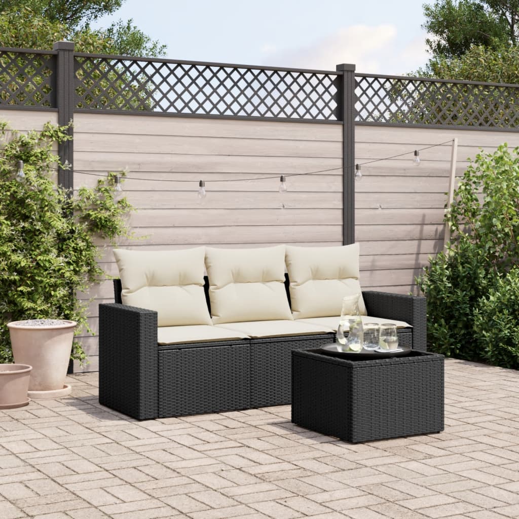 Set De Sofás De Jardín 4 Pzas Y Cojines Ratán Sintético Marrón