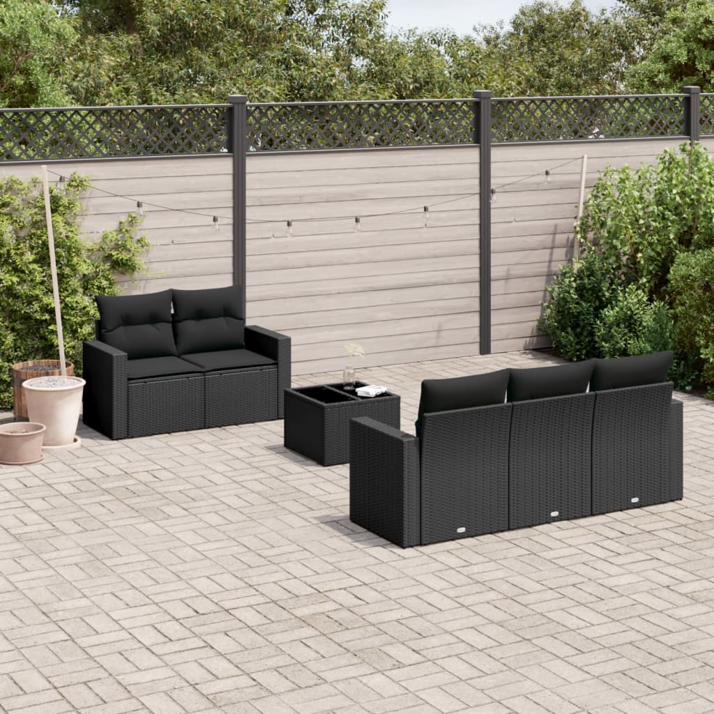 Set De Muebles De Jardín 6 Pzas Y Cojines Ratán Sintético
