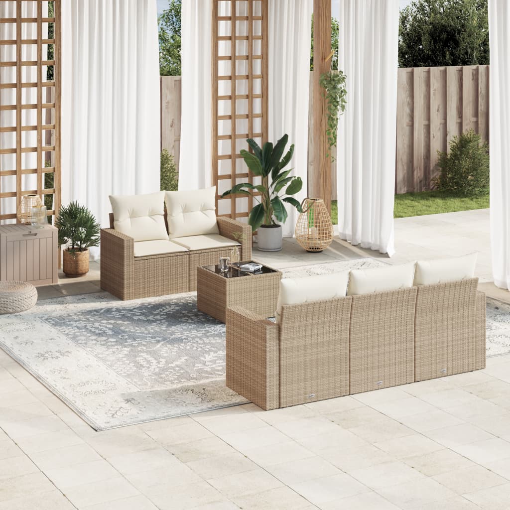 Set De Muebles De Jardín 6 Pzas Y Cojines Ratán Sintético