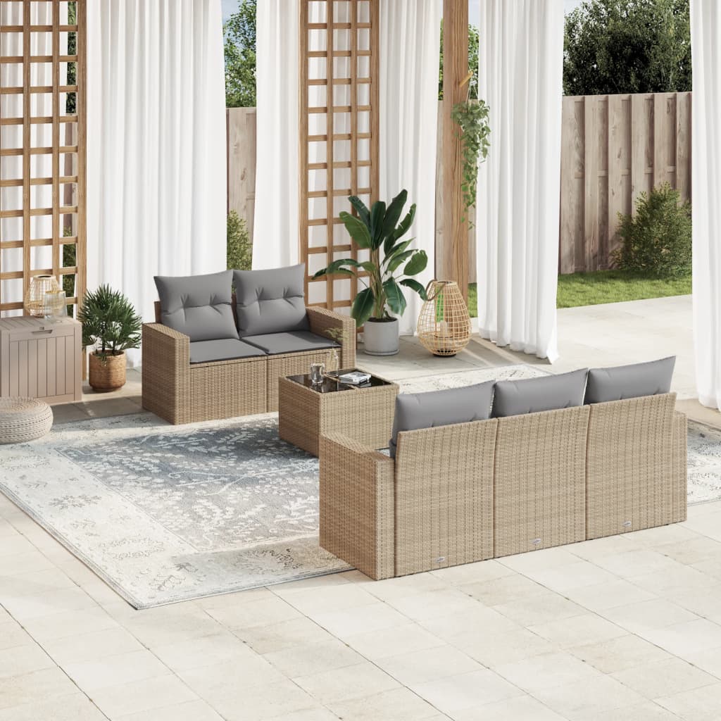 Set De Muebles De Jardín 6 Pzas Y Cojines Ratán Sintético