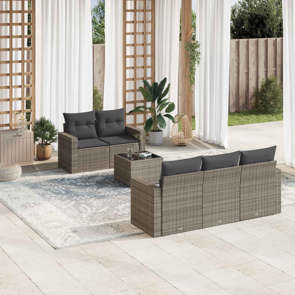 Set De Muebles De Jardín 6 Pzas Y Cojines Ratán Sintético