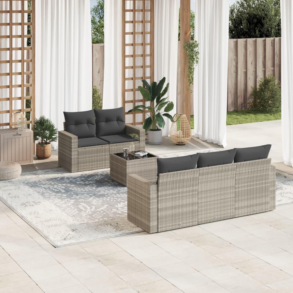 Set De Muebles De Jardín 6 Pzas Y Cojines Ratán Sintético