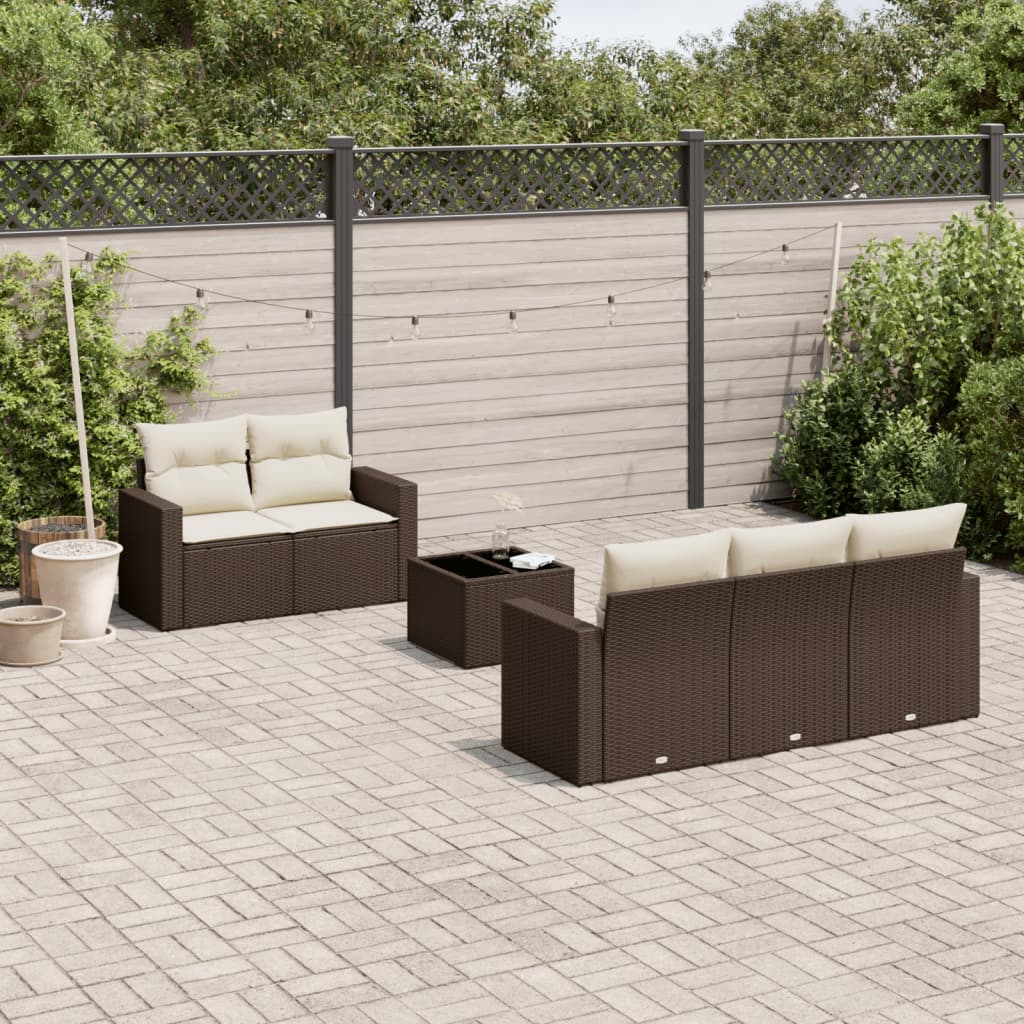 Set De Muebles De Jardín 6 Pzas Y Cojines Ratán Sintético