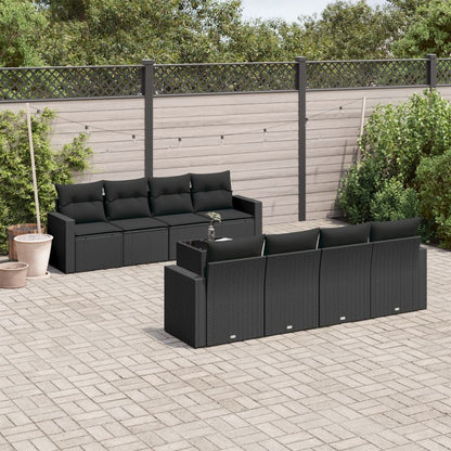 Set De Sofás De Jardín 9 Pzas Con Cojines Ratán Sintético Beige