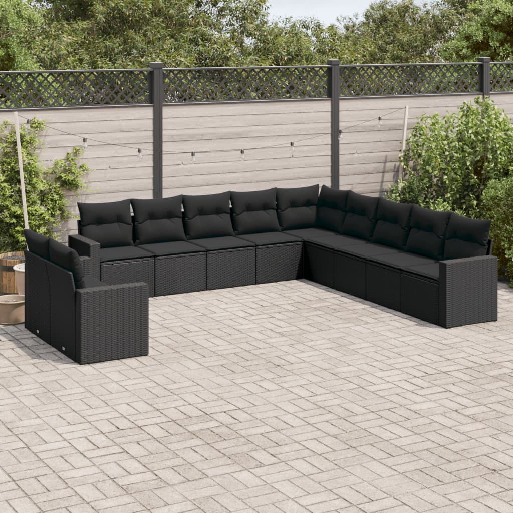Set De Sofás De Jardín 12 Pzas Y Cojines Ratán Sintético Gris