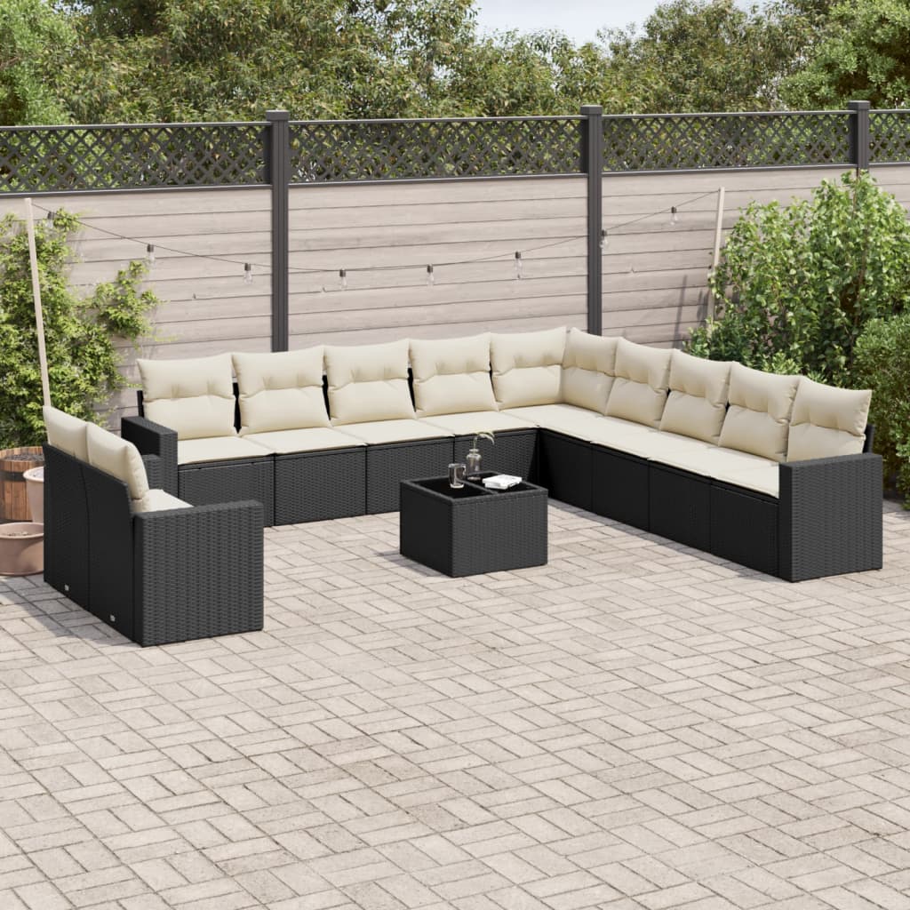 Set De Sofás De Jardín 12 Pzas Y Cojines Ratán Sintético Gris