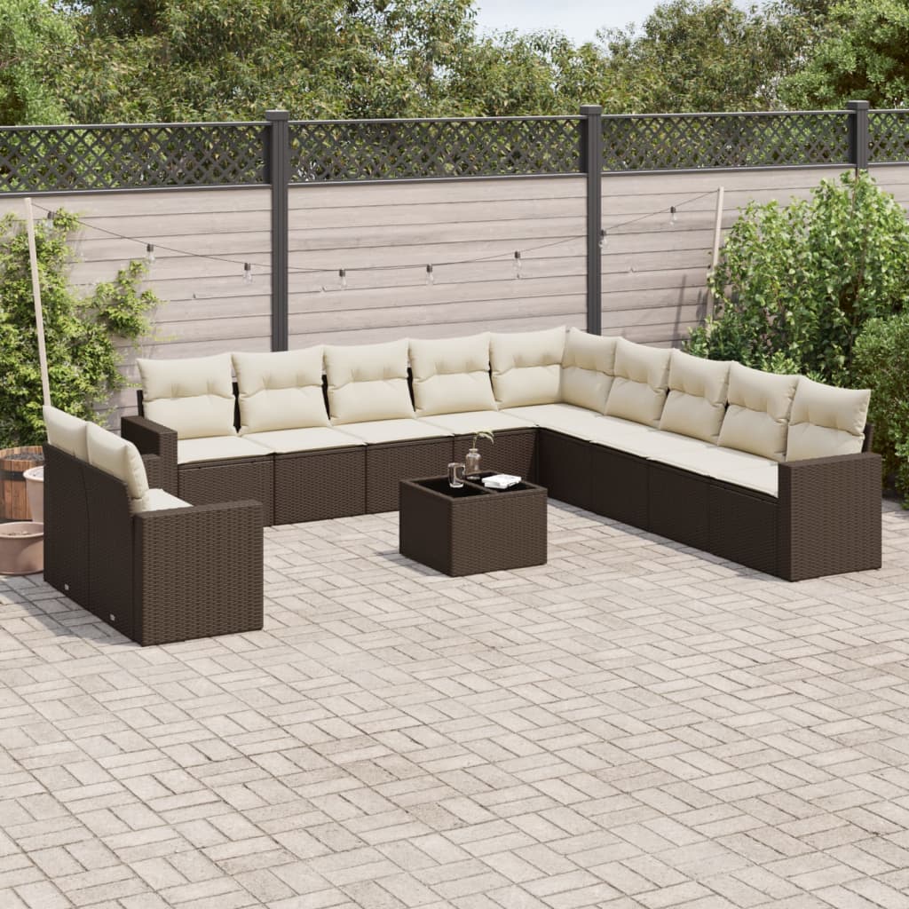 Set De Sofás De Jardín 12 Pzas Y Cojines Ratán Sintético Gris
