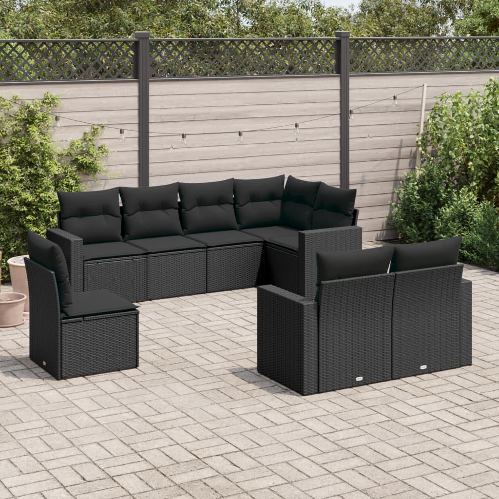 Set Muebles Jardín 9 Pzas Y Cojines Ratán Sintético