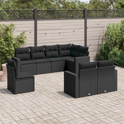 Set Muebles Jardín 9 Pzas Y Cojines Ratán Sintético