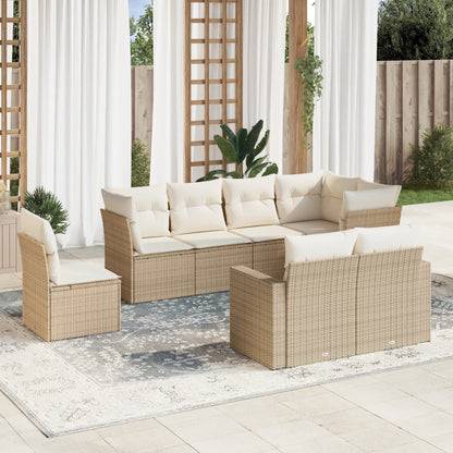 Set Muebles Jardín 9 Pzas Y Cojines Ratán Sintético