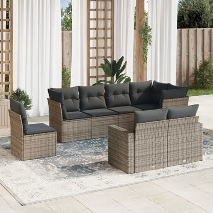 Set Muebles Jardín 9 Pzas Y Cojines Ratán Sintético