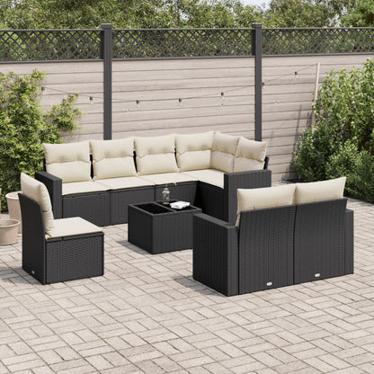 Set Muebles Jardín 9 Pzas Y Cojines Ratán Sintético