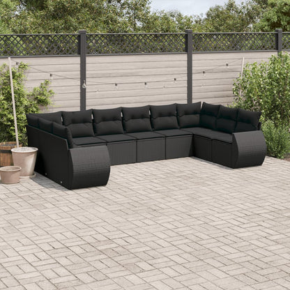 Set De Sofás De Jardín 11 Pzas Y Cojines Ratán Sintético Gris